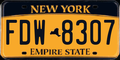 NY license plate FDW8307
