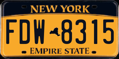 NY license plate FDW8315
