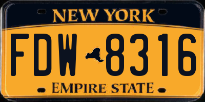 NY license plate FDW8316