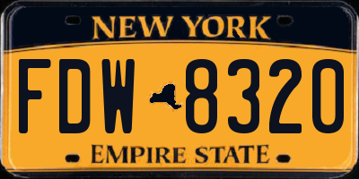 NY license plate FDW8320