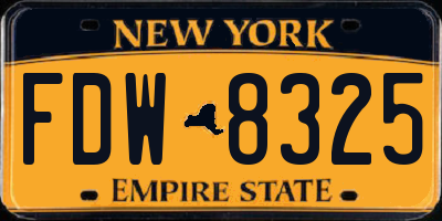 NY license plate FDW8325