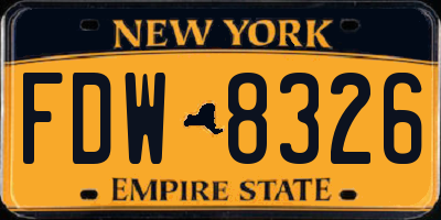NY license plate FDW8326