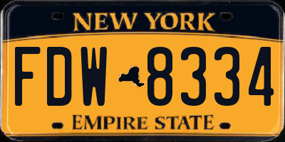 NY license plate FDW8334