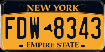 NY license plate FDW8343