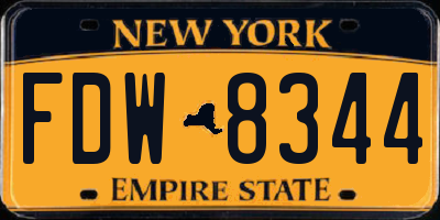 NY license plate FDW8344