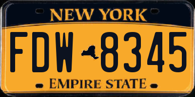 NY license plate FDW8345