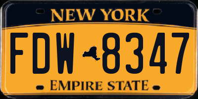 NY license plate FDW8347