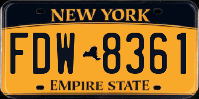 NY license plate FDW8361