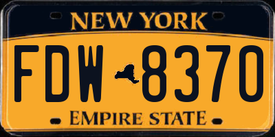 NY license plate FDW8370