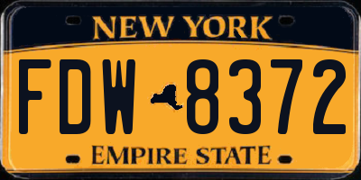 NY license plate FDW8372