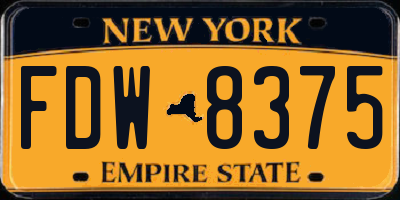 NY license plate FDW8375