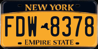 NY license plate FDW8378