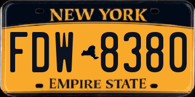 NY license plate FDW8380