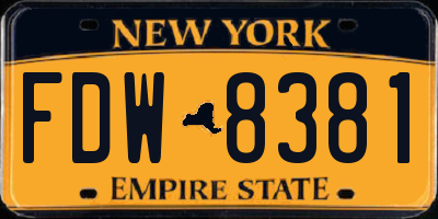 NY license plate FDW8381