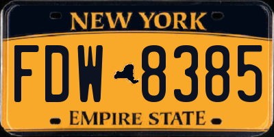 NY license plate FDW8385