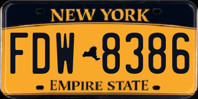 NY license plate FDW8386