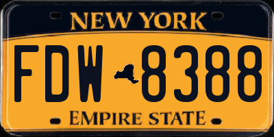 NY license plate FDW8388
