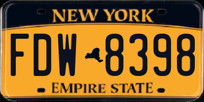 NY license plate FDW8398
