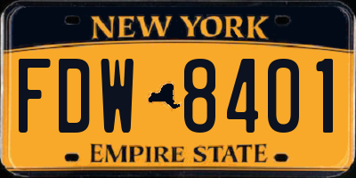 NY license plate FDW8401