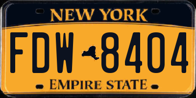 NY license plate FDW8404