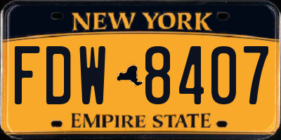 NY license plate FDW8407