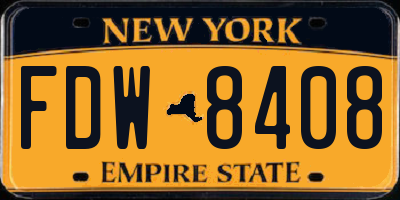 NY license plate FDW8408