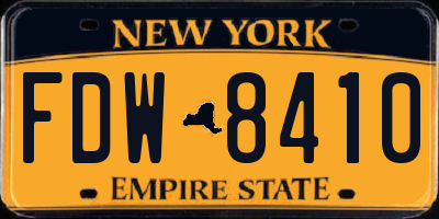 NY license plate FDW8410