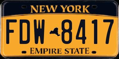 NY license plate FDW8417