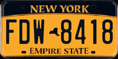 NY license plate FDW8418