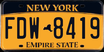 NY license plate FDW8419