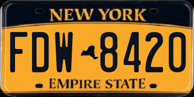 NY license plate FDW8420