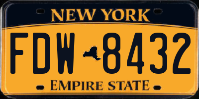 NY license plate FDW8432