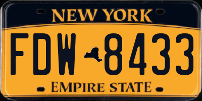 NY license plate FDW8433