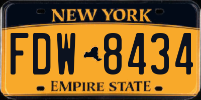NY license plate FDW8434