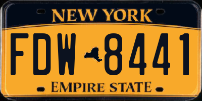 NY license plate FDW8441