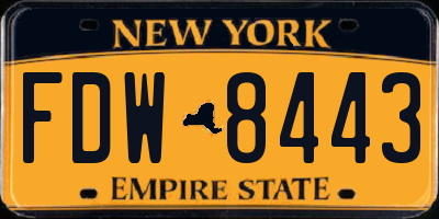 NY license plate FDW8443