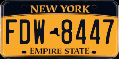 NY license plate FDW8447