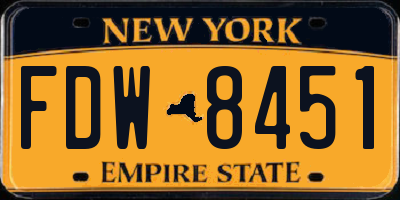 NY license plate FDW8451