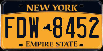 NY license plate FDW8452