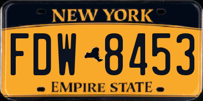 NY license plate FDW8453