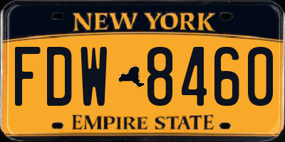 NY license plate FDW8460