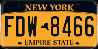 NY license plate FDW8466