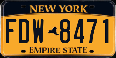 NY license plate FDW8471