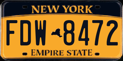 NY license plate FDW8472