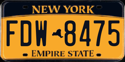 NY license plate FDW8475