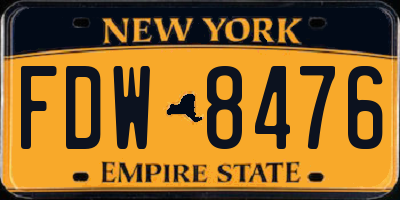 NY license plate FDW8476
