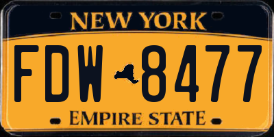 NY license plate FDW8477