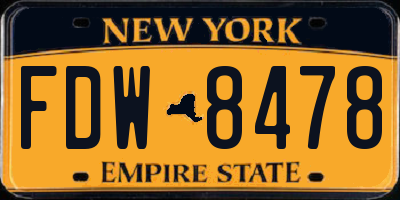 NY license plate FDW8478