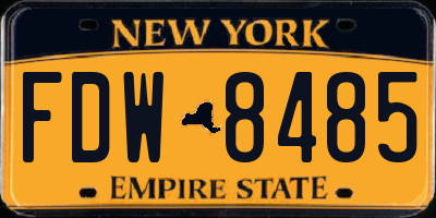 NY license plate FDW8485