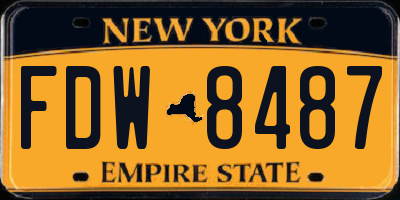 NY license plate FDW8487